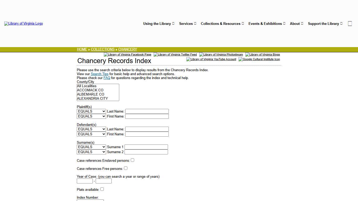 Chancery Records Index