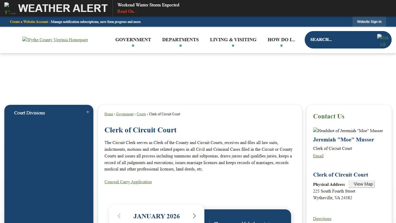 Clerk of Circuit Court | Wythe County, VA