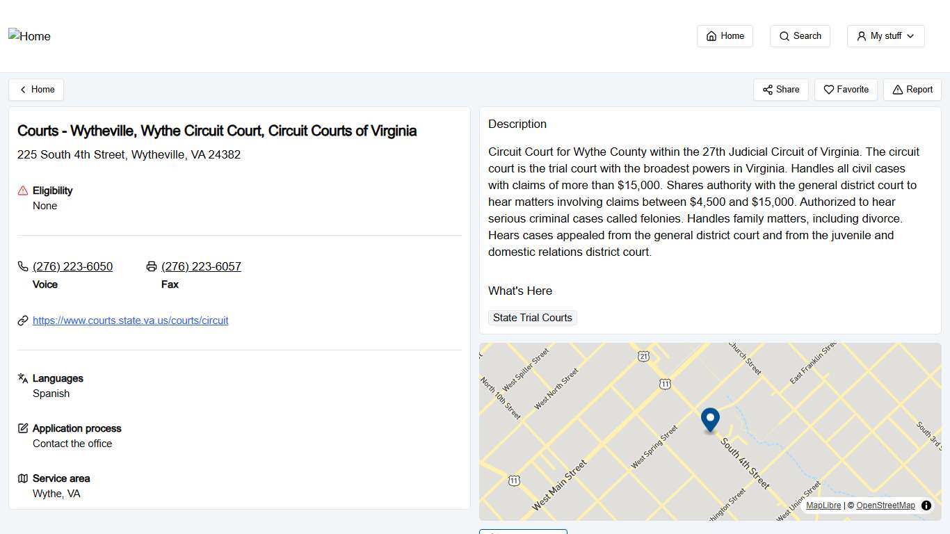 Courts - Wytheville, Wythe Circuit Court, Circuit Courts of Virginia