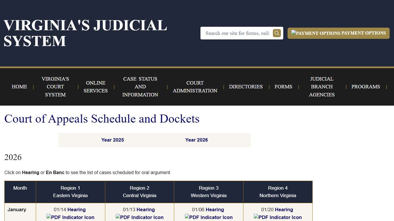 Court of Appeals Schedule and Dockets | Virginia Court System